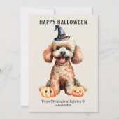 Poodle Dog Happy Halloween Holiday Card (Front)