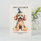 Poodle Dog Happy Halloween Holiday Card (Standing Front)