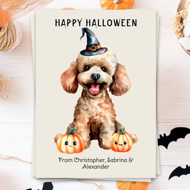 Poodle Dog Happy Halloween Holiday Card