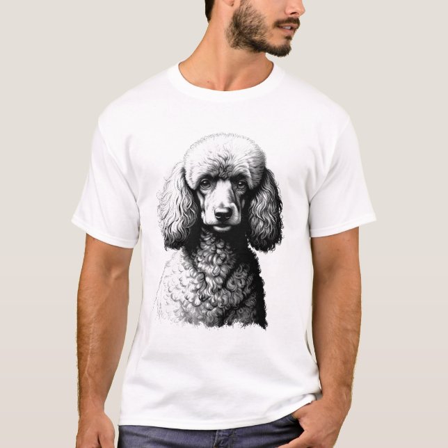 Poodle Dog Head Sketch White T-Shirt (Front)