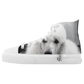 Poodle dog high top tennis shoes (Left Shoe Outside)