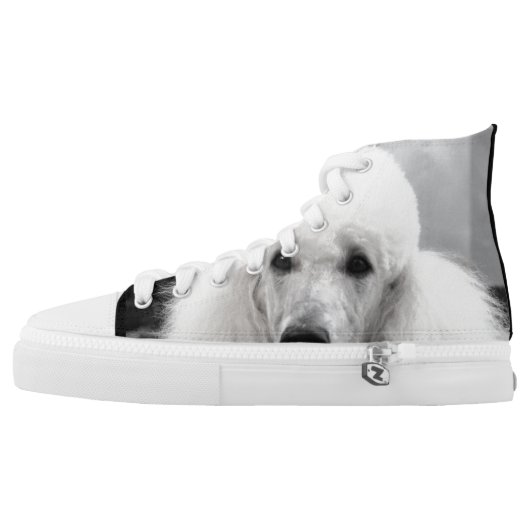 Poodle dog high top tennis shoes (Left Shoe Outside)