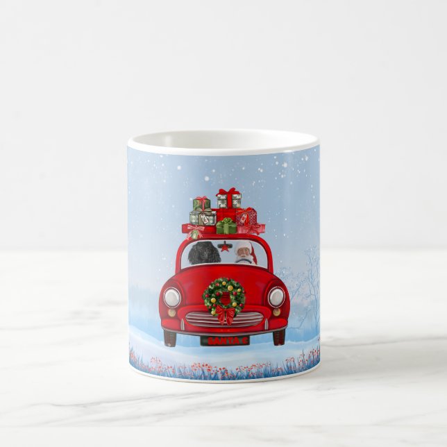 Poodle Dog In Car With Santa Claus  Coffee Mug (Center)