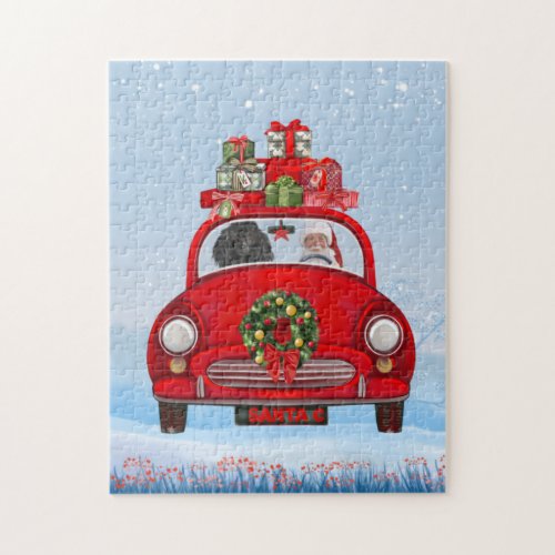 Poodle Dog In Car With Santa Claus  Jigsaw Puzzle