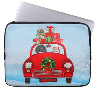 Poodle Dog In Car With Santa Claus Laptop Sleeve