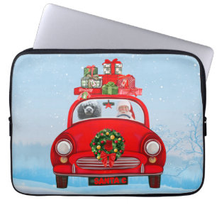 Poodle Dog In Car With Santa Claus Laptop Sleeve