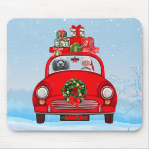 Poodle Dog In Car With Santa Claus Mouse Pad