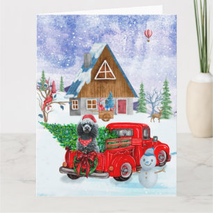 Poodle Dog In Christmas Delivery Truck Snow Card