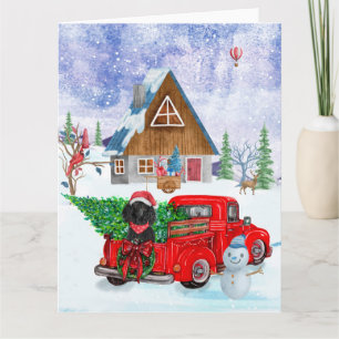 Poodle Dog In Christmas Delivery Truck Snow Card