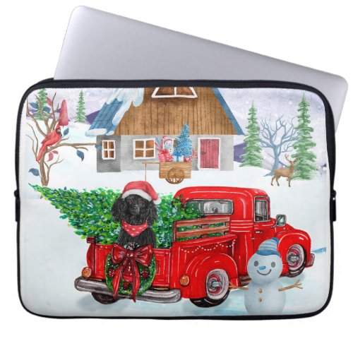 Poodle Dog In Christmas Delivery Truck Snow Laptop Sleeve