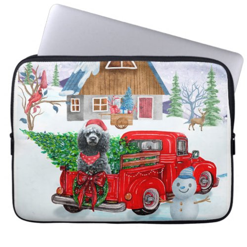 Poodle Dog In Christmas Delivery Truck Snow Laptop Sleeve