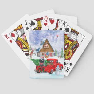 Poodle Dog In Christmas Delivery Truck Snow Poker Cards
