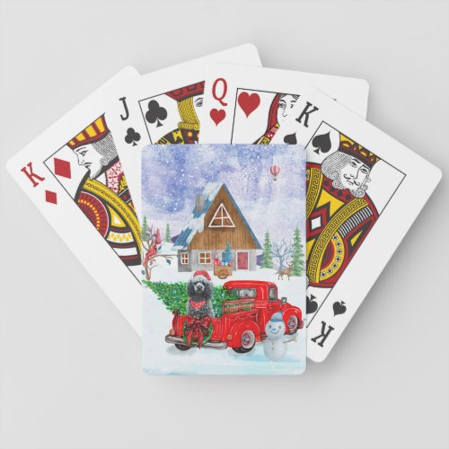 Poodle Dog In Christmas Delivery Truck Snow  Poker Cards