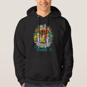 Poodle Dog In Easter Eggs Basket Bunnies Happy Eas Hoodie