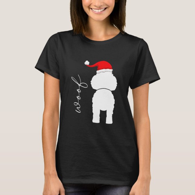 Poodle Dog In Santa Claus Hat T-Shirt (Front)