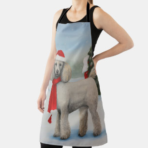 Poodle Dog in Snow Christmas Apron
