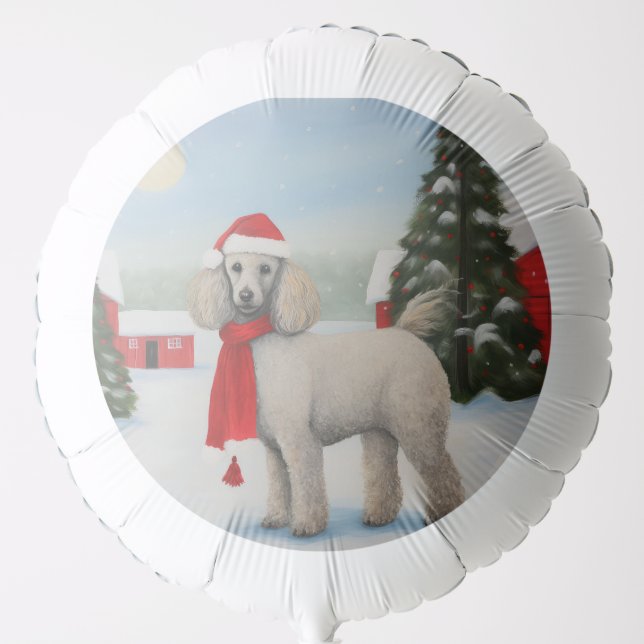 Poodle Dog in Snow Christmas Balloon (Front)
