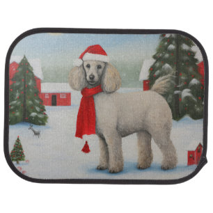 Poodle Dog in Snow Christmas Car Floor Mat