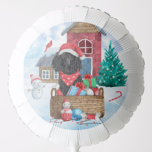 Poodle Dog In snow Christmas Dog House Balloon