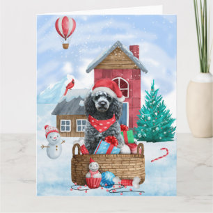 Poodle Dog In snow Christmas Dog House Card
