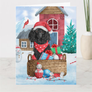 Poodle Dog In snow Christmas Dog House Card