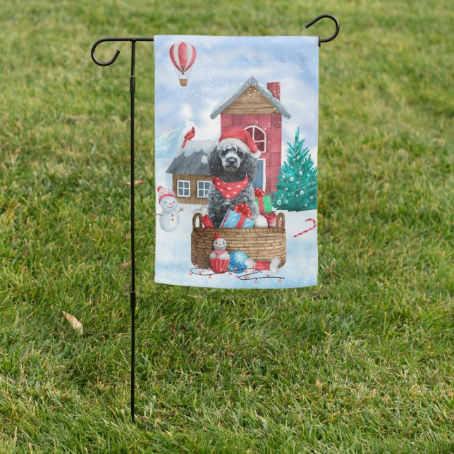 Poodle Dog In snow Christmas Dog House Garden Flag (In SItu)