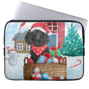 Poodle  Dog In snow Christmas Dog House Laptop Sleeve