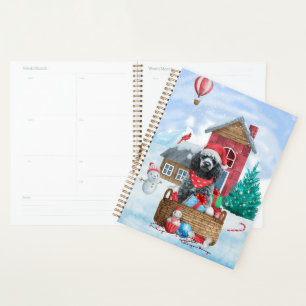 Poodle Dog In snow Christmas Dog House Planner