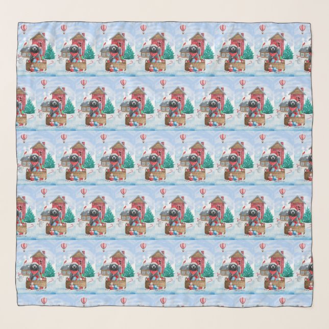 Poodle Dog In snow Christmas Dog House Scarf (Front)