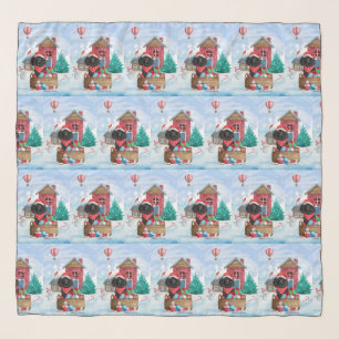Poodle Dog In snow Christmas Dog House Scarf