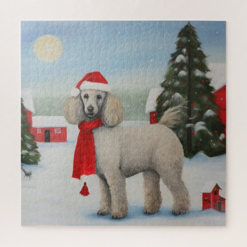 Poodle Dog in Snow Christmas Jigsaw Puzzle