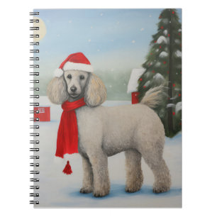 Poodle Dog in Snow Christmas Notebook