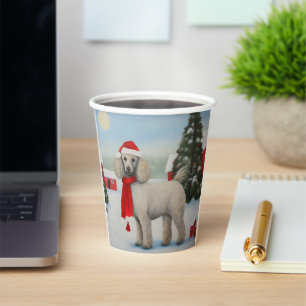 Poodle Dog in Snow Christmas Paper Cups
