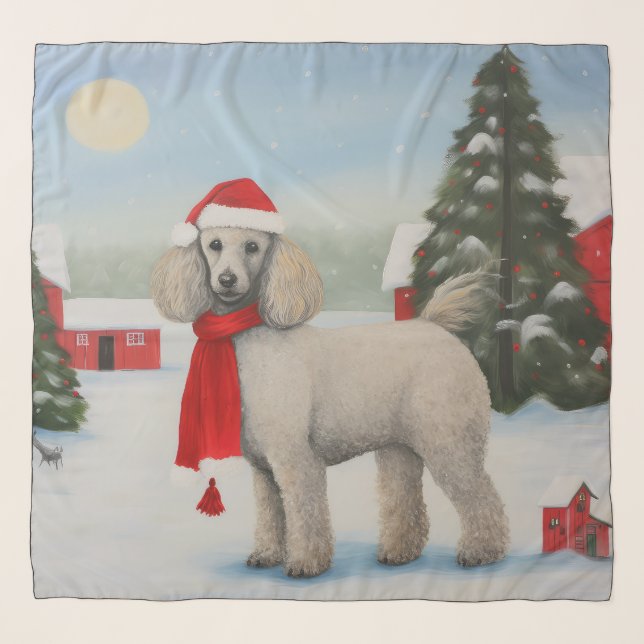 Poodle Dog in Snow Christmas Scarf (Front)