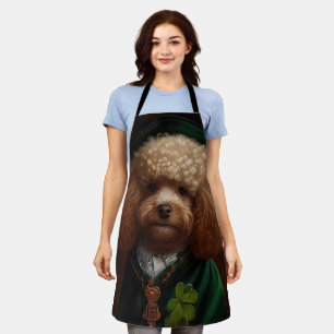 Poodle Dog in St. Patrick's Day Dress Apron