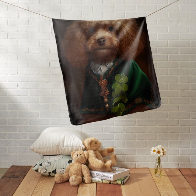 Poodle Dog in St. Patrick's Day Dress Baby Blanket (In Situ)