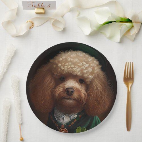 Poodle Dog in St Patricks Day Dress Paper Plates