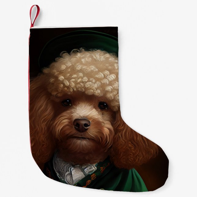 Poodle Dog in St. Patrick's Day Dress Small Christmas Stocking (Front)