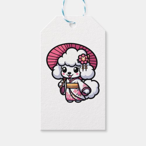 Poodle Dog Kimono   Gift Tags