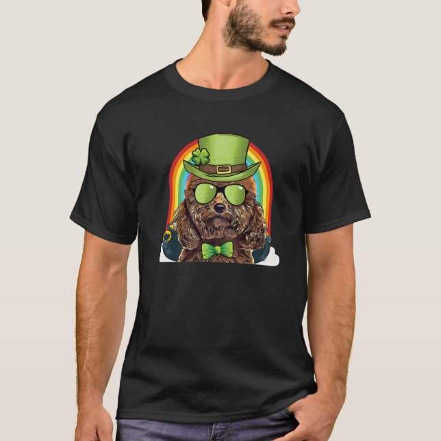 Poodle Dog Leprechaun Funny St Patricks Day T-Shirt (Front)