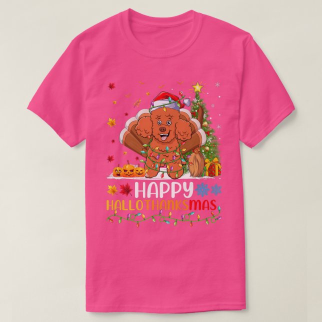 Poodle Dog Lover Funny Happy Poodle HelloThanksMas T-Shirt (Design Front)
