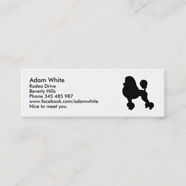 Poodle dog mini business card (Front)