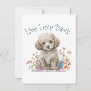 Poodle Dog Mom Floral Note Card