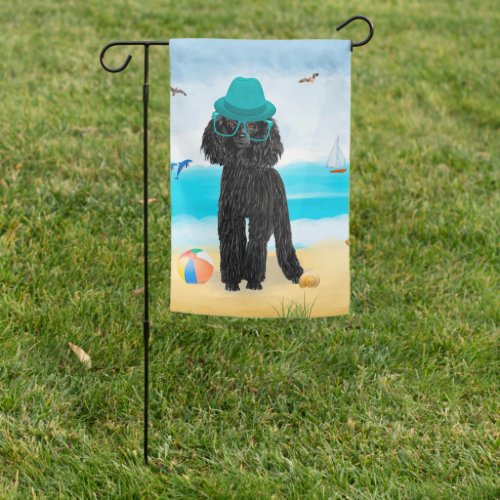 Poodle Dog on Beach  Garden Flag