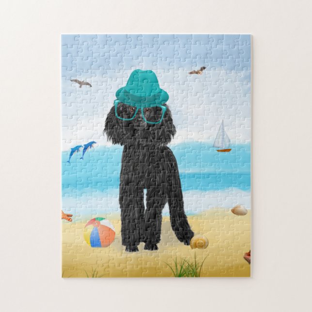 Poodle Dog on Beach  Jigsaw Puzzle (Vertical)