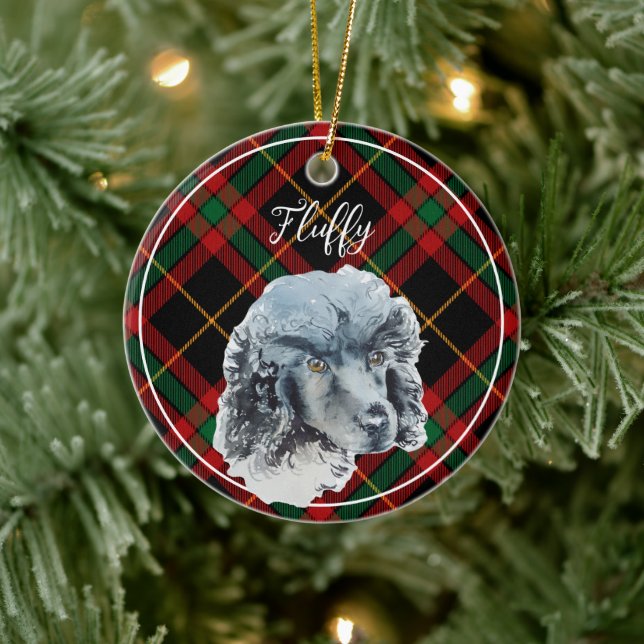  Poodle Dog Personalized Name Christmas Ceramic Ornament (Tree)
