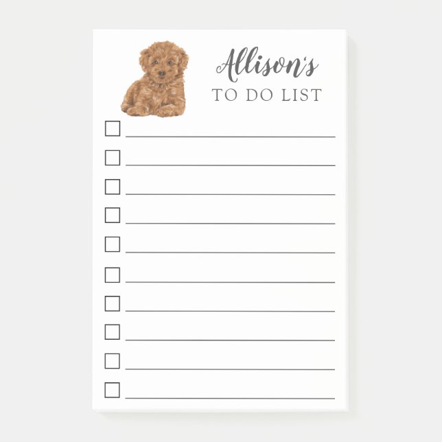 Poodle Dog Personalized To Do List Notes (Front)