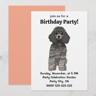 Poodle Dog Pet Birthday Party Invitation