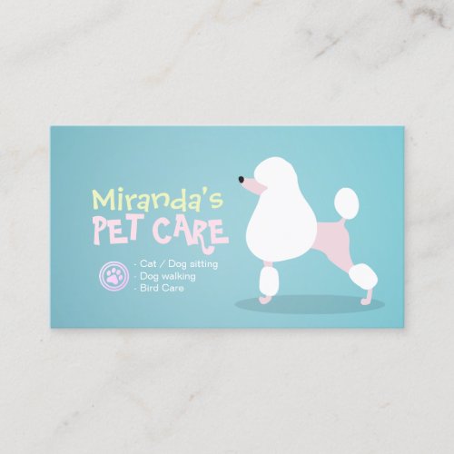 Poodle Dog Pet Care Sitting Bathing Grooming Salon Appointment Card