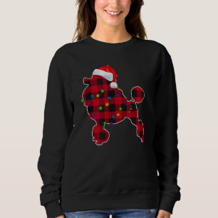 Poodle Dog Red Plaid Christmas Pajamas Lights Gift Sweatshirt